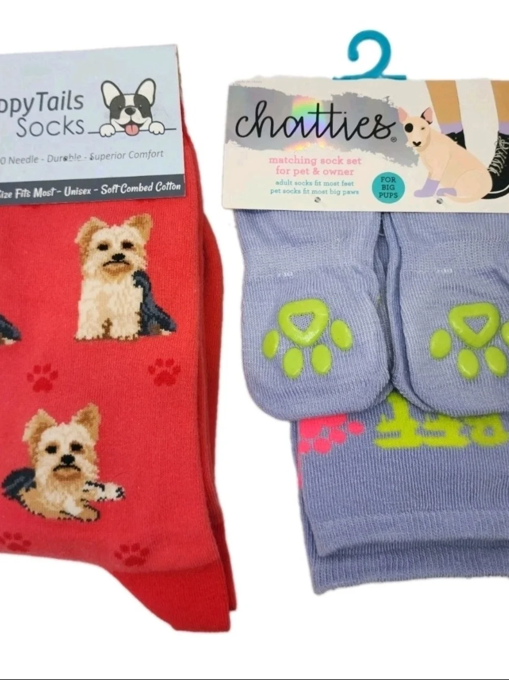 Chatties Matching Pet & Owner Crew Socks - Red Paw Dog Design